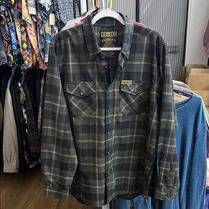 Dixon “The Kamimura” Flannel Shirt in Black and Gray with Gold Plaid